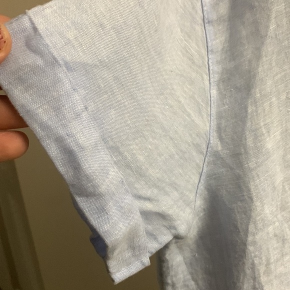TAHARI Women’s Linen Button Down Hem Roll Up Short Sleeve Shirt Size L - Picture 7 of 9